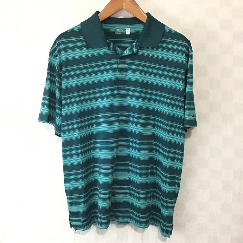 Ben Hogan Performance Mens XL Teal Green Striped Golf Polo Shirt Short Sleeve
